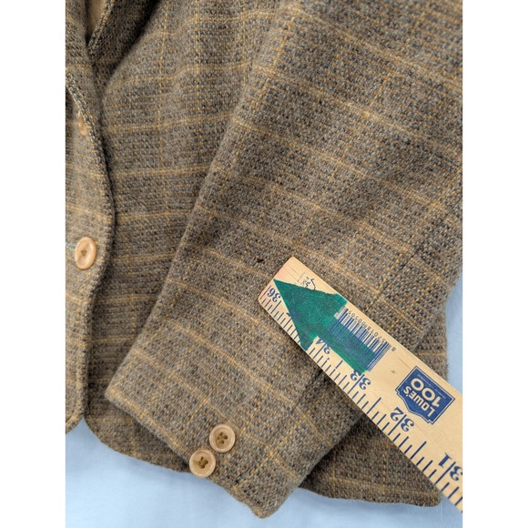 Winlit by Listeff Fashions Classic Plaid Wool Blazer Jacket Brown 2 Button 13 - Picture 12 of 12